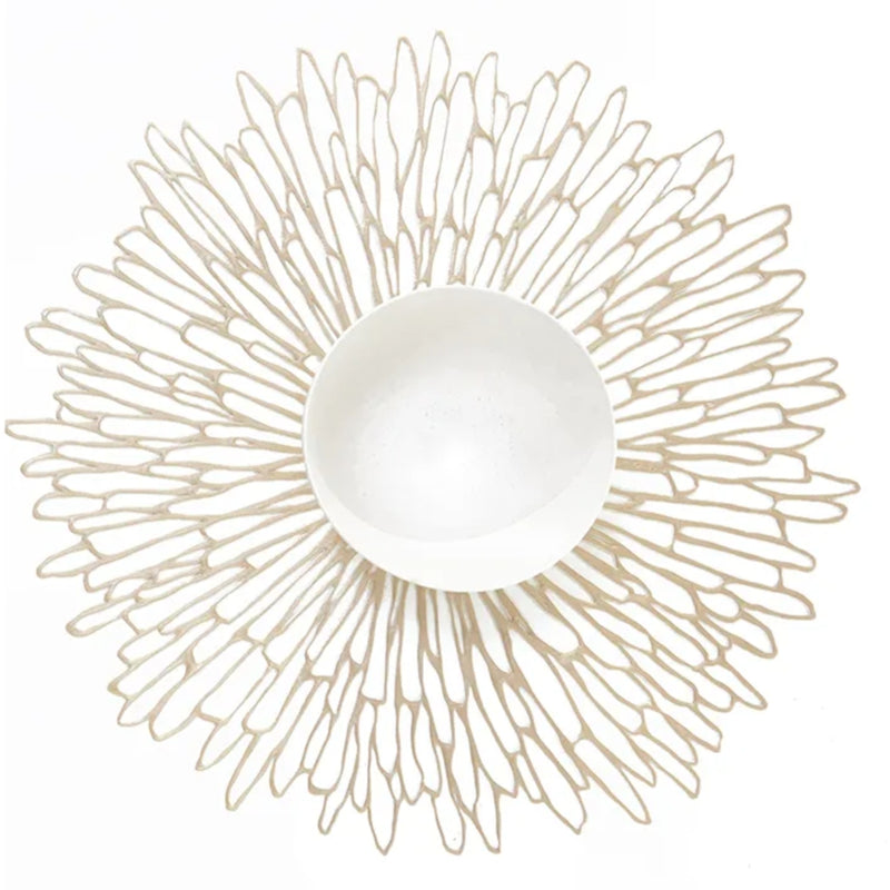 Amiramour  Round Vinyl Placemat Bloom in Champagne by Chilewich 