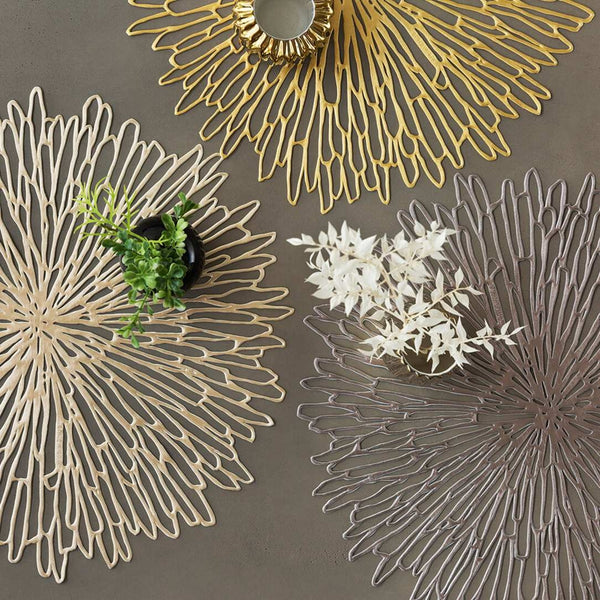 Amiramour  Round Vinyl Placemat Bloom in Champagne by Chilewich 2