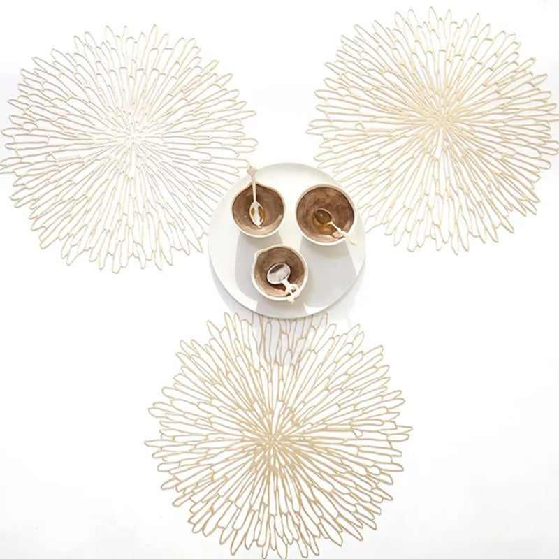 Amiramour  Round Vinyl Placemat Bloom in Champagne by Chilewich 3