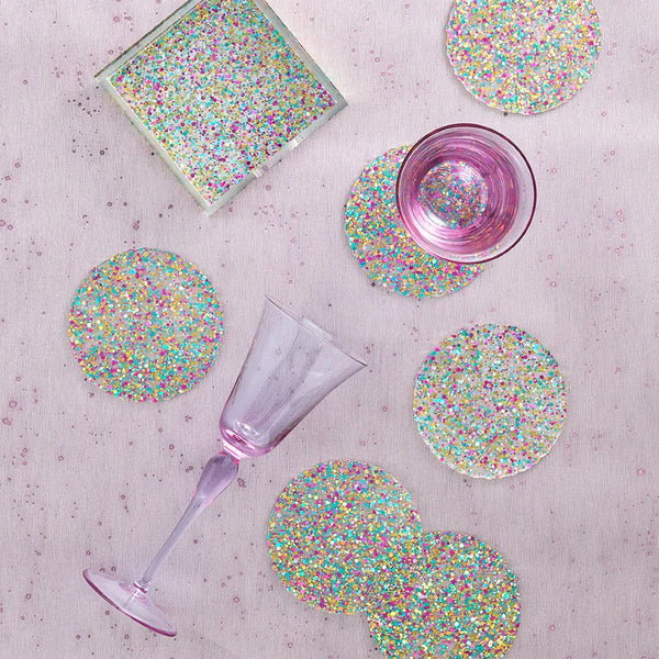 Prism Confetti Coasters in Multi by Kim Seybert | Set of 6 in a Caddy