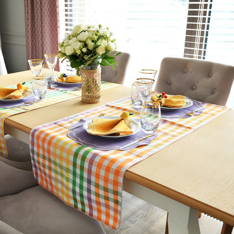 Amiramour Rainbow Gingham Table Runner by Roseberry Home 2