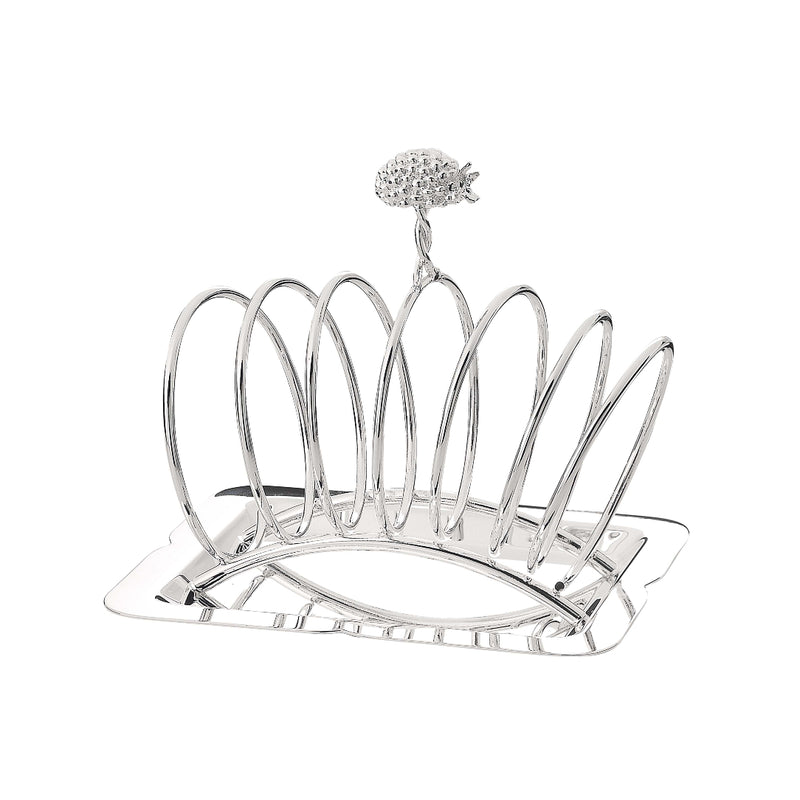 'Raspberry' Silver Plated Toast Rack With Plate by Greggio