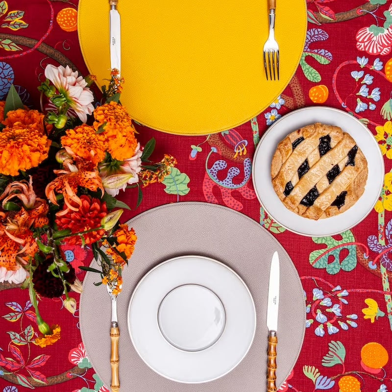 Reversible Placemats in Yellow and Gray by Von Gern Home | Set of 4