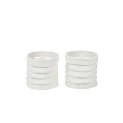 'Ribbon' Porcelain Tealight Holder in Off-white | Set of 2