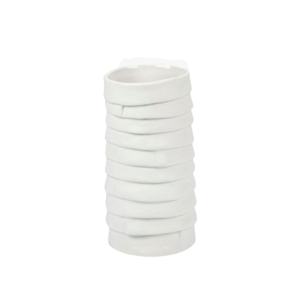 'Ribbon' Porcelain Vase in Off-white | Small