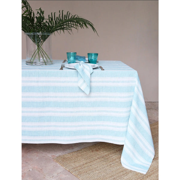 'Riva' Collection Tablecloth in Turquoise, Size 160cm X 160cm by Giardino Segreto