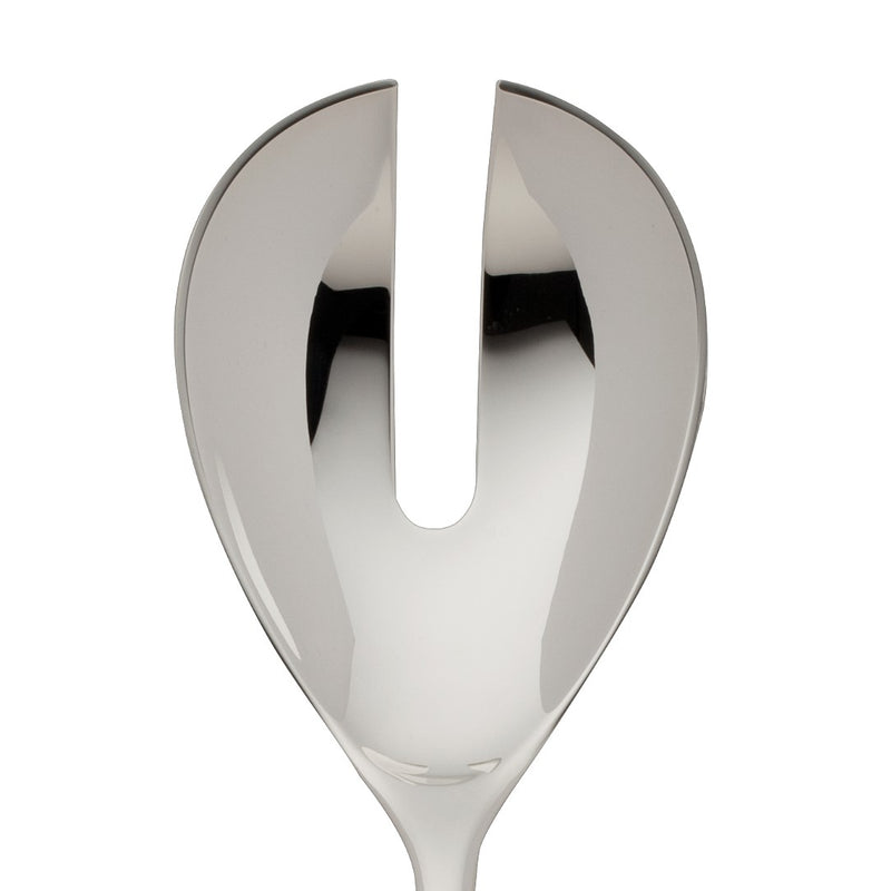 Dante silver-plated small salad serving fork showing its wide prongs