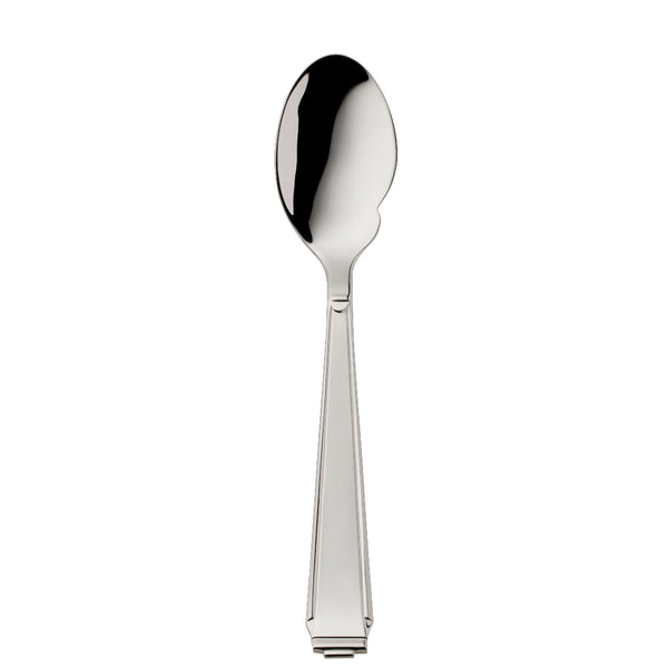 Gourmet spoon Art Deco silver-plated with structured handle and rounded bowl