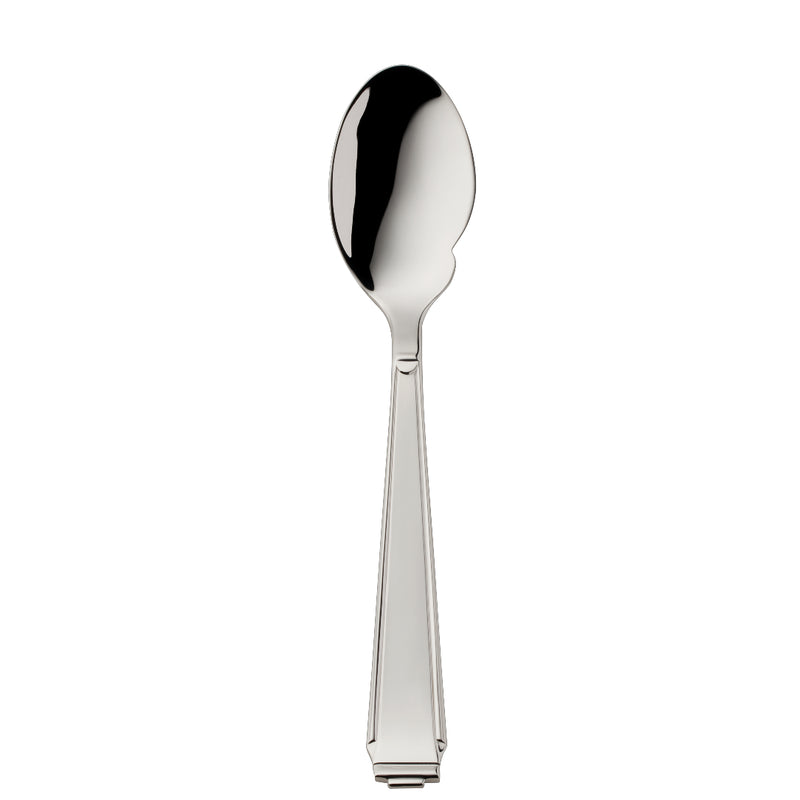 Gourmet spoon Art Deco silver-plated with structured handle and rounded bowl