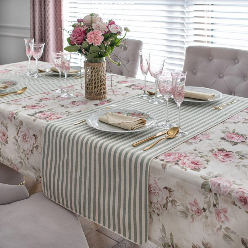 'Roselle & Stripes' double-sided table runner by Roseberry Home