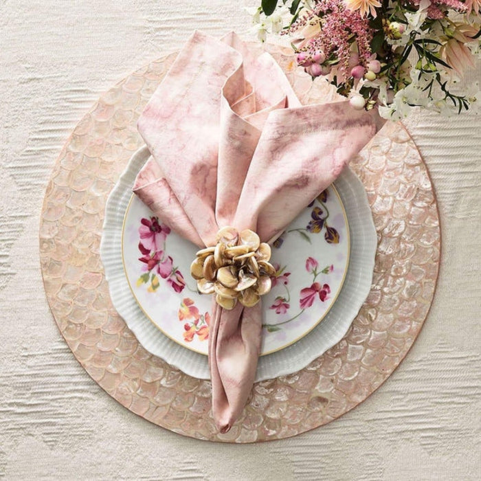 Camellia Round Placemat in Blush Pink by Kim Seybert | Set of 4