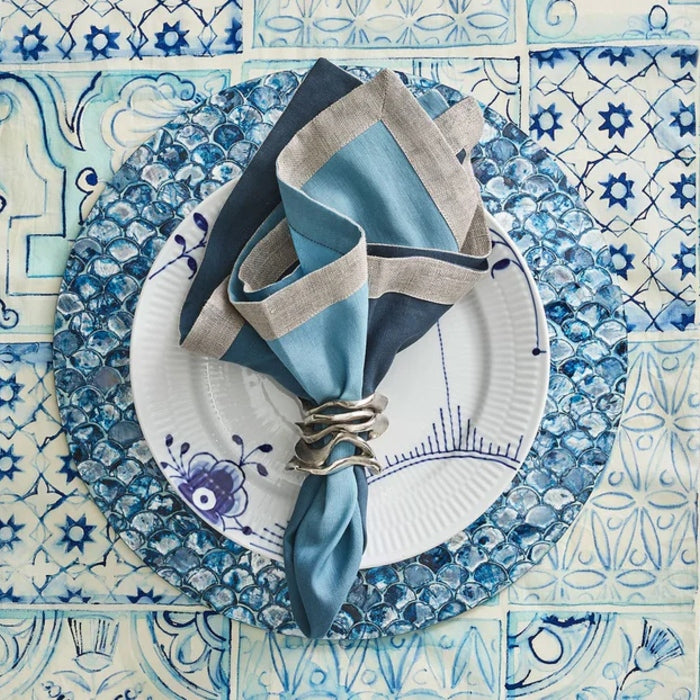 Camellia Round Placemat in Navy Blue by Kim Seybert | Set of 4