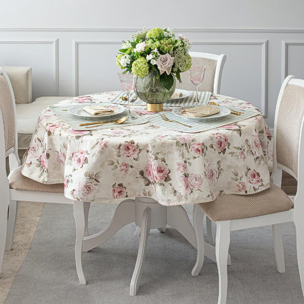 'Round Roselle' cotton tablecloth by Roseberry Home