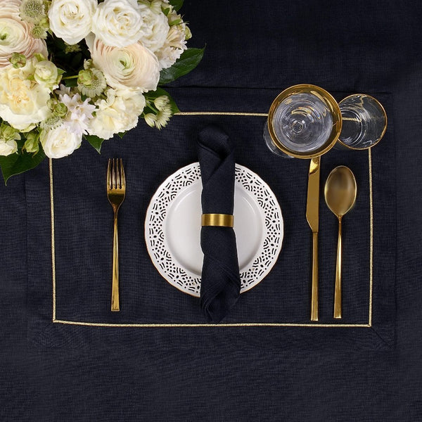 Black Linen Napkins by Roseberry Home | Set of 6