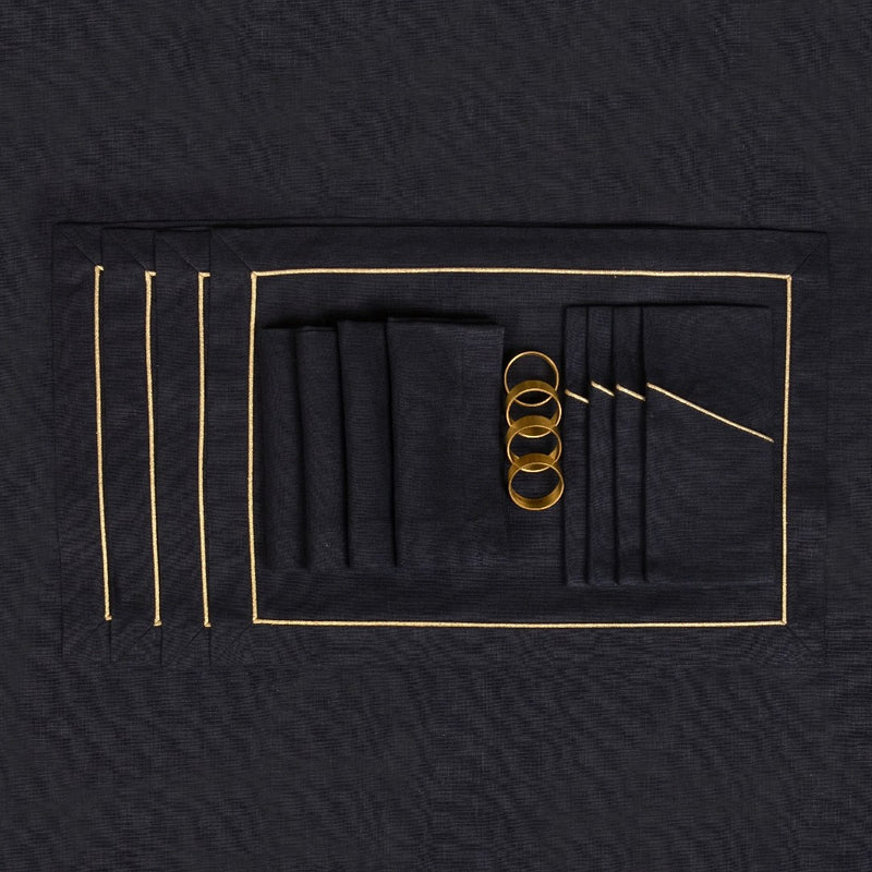 Black Linen Napkins by Roseberry Home | Set of 6