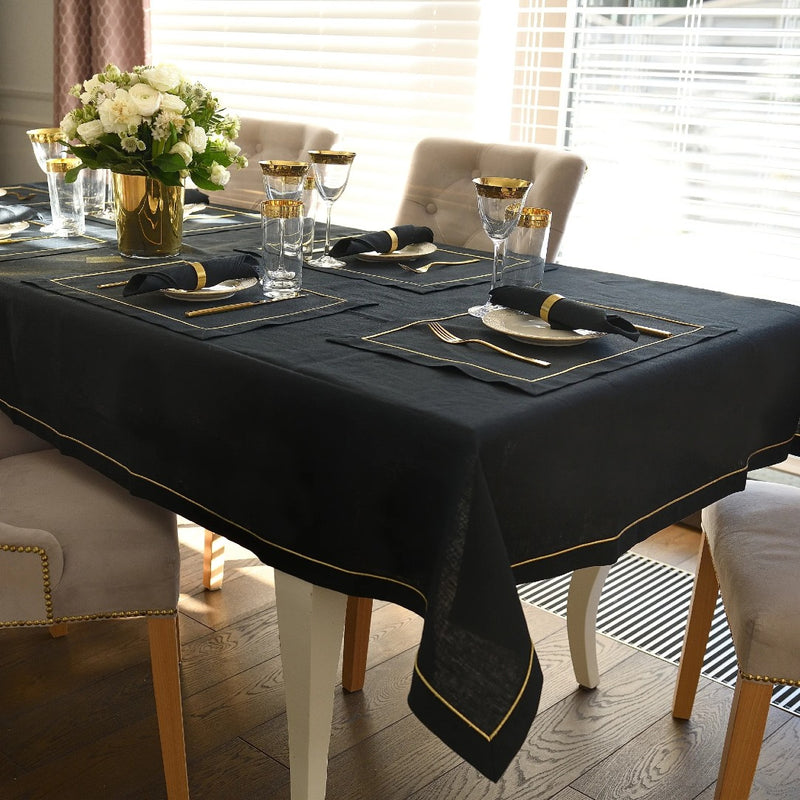 Black Linen Napkins by Roseberry Home | Set of 6