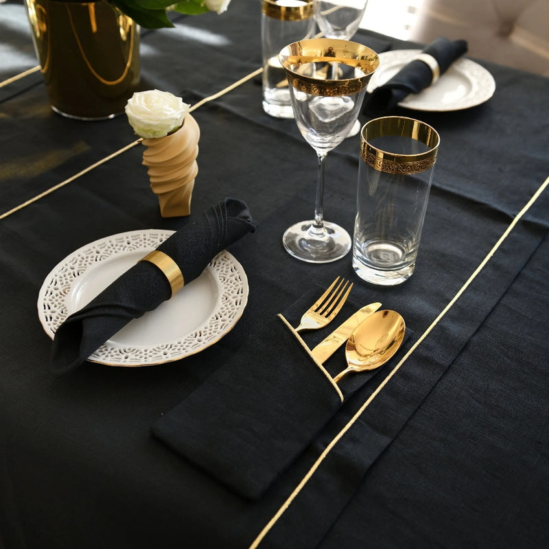 Black Linen Napkins by Roseberry Home | Set of 6