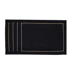 Royal Black Linen Placemat with Gold Border by Roseberry Home | Set of 6