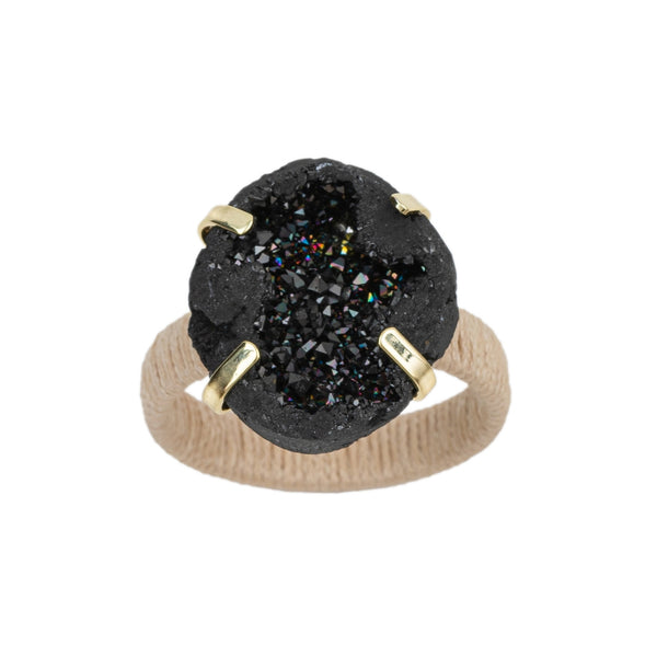 Rustic Druzy Stone Napkin Ring in Black by Joanna Buchanan | Set of 4