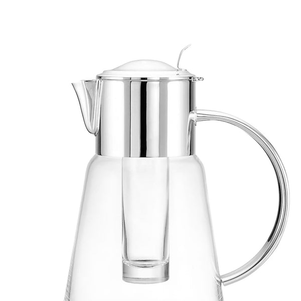Silver Plated Lid And Handle Pitcher With Glass Ice Tube by Greggio