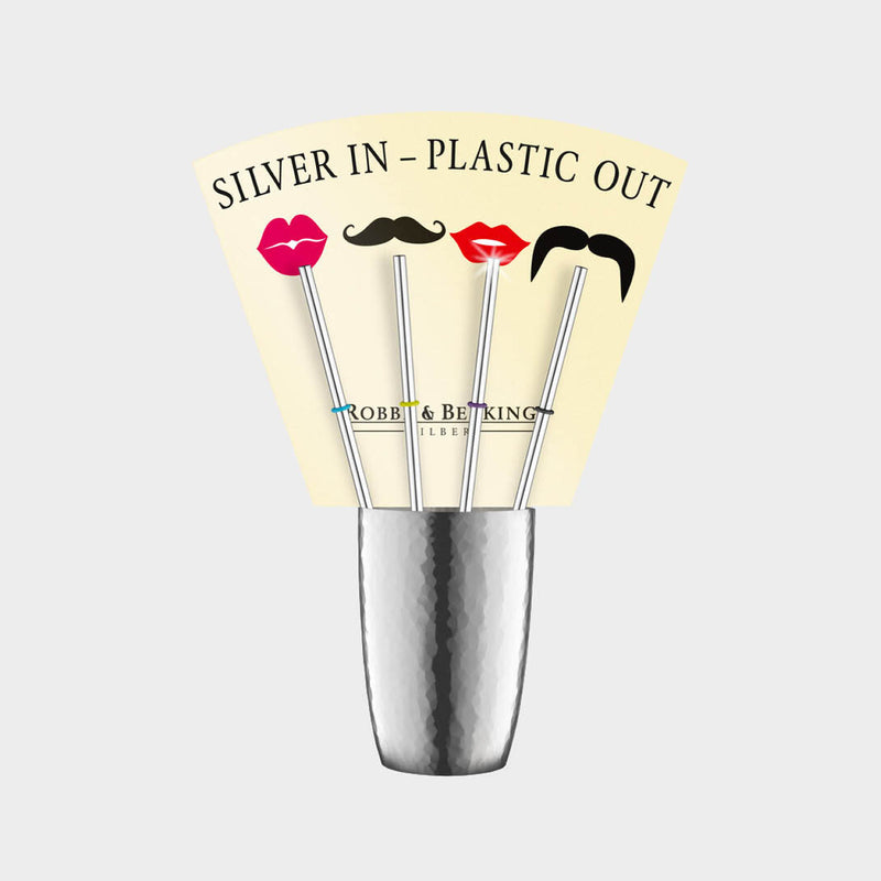 Silver Plated Straw With Cleaning Brush by Robbe & Berking
