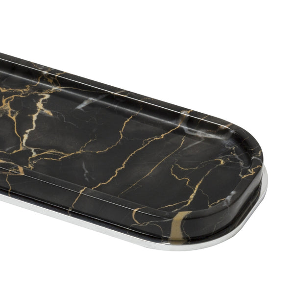 Amiramour Positano Marble Long Valet Tray in Black Portoro by Giobagnara