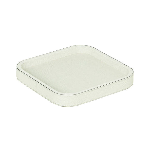 Square 'Polo' Stackable Valet Leather Tray by Giobagnara | Small