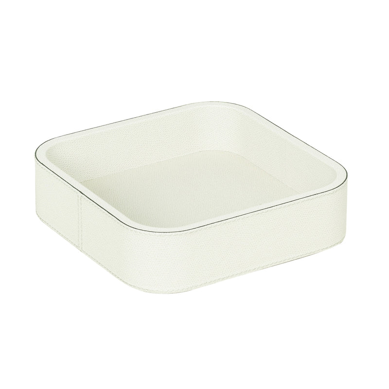 Square 'Polo' Stackable Valet Leather Tray by Giobagnara | Small