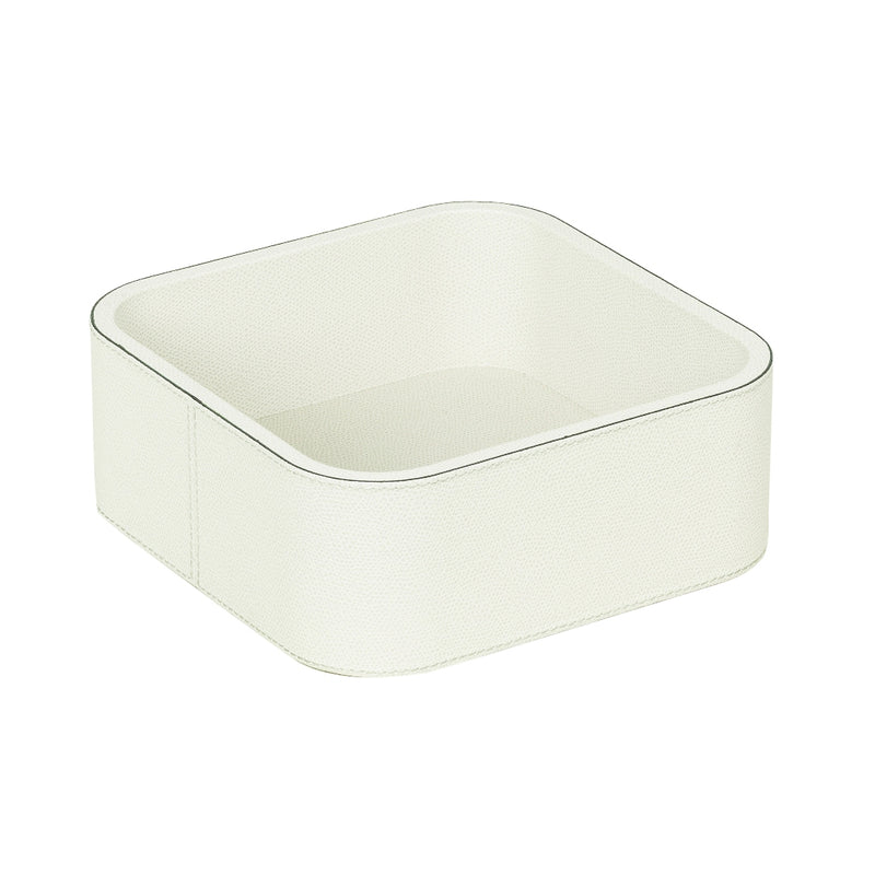 Square 'Polo' Stackable Valet Leather Tray by Giobagnara | Small