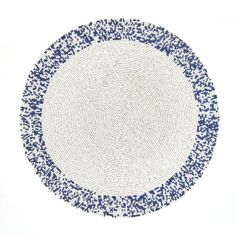 'Splatter' Hand Beaded Placemats in Navy and White by Von Gern Home - Set of 4