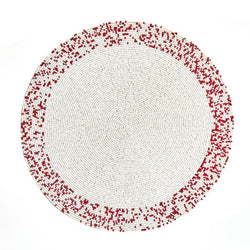 'Splatter' Hand Beaded Placemats in Red and White by Von Gern Home - Set of 4