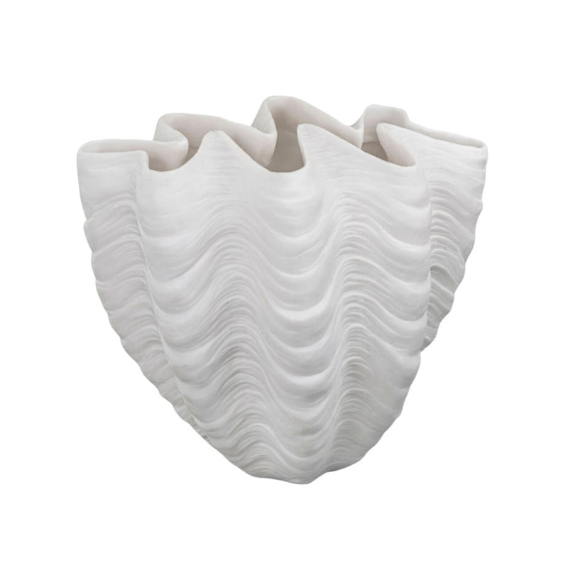 Stone Resin Shell Vase in Off-white | Large