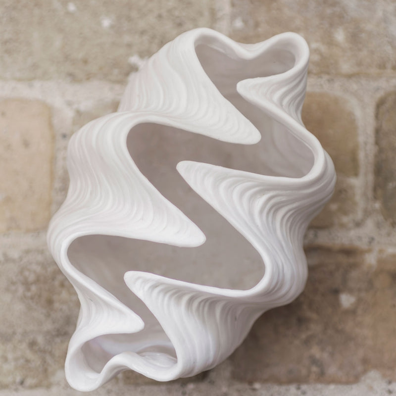 Stone Resin Shell Vase in Off-white | Small