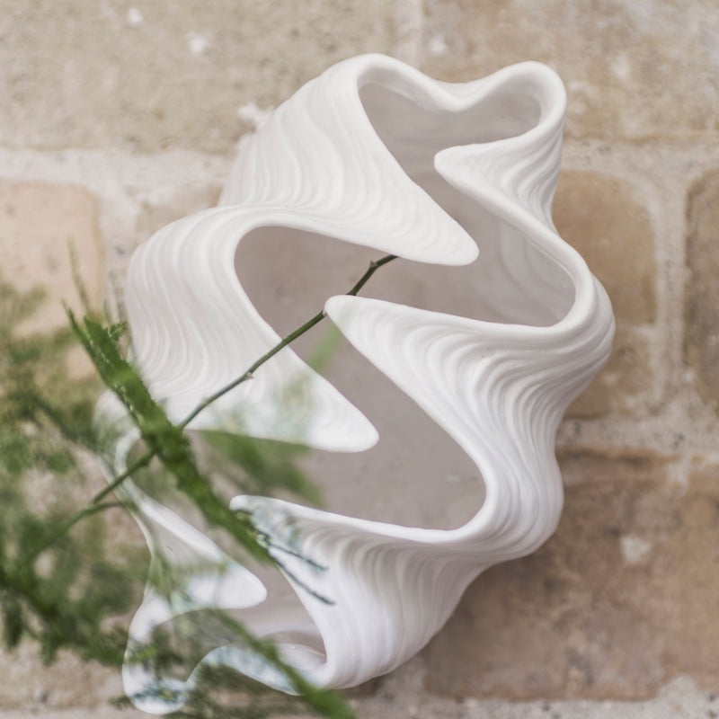 Stone Resin Shell Vase in Off-white | Small
