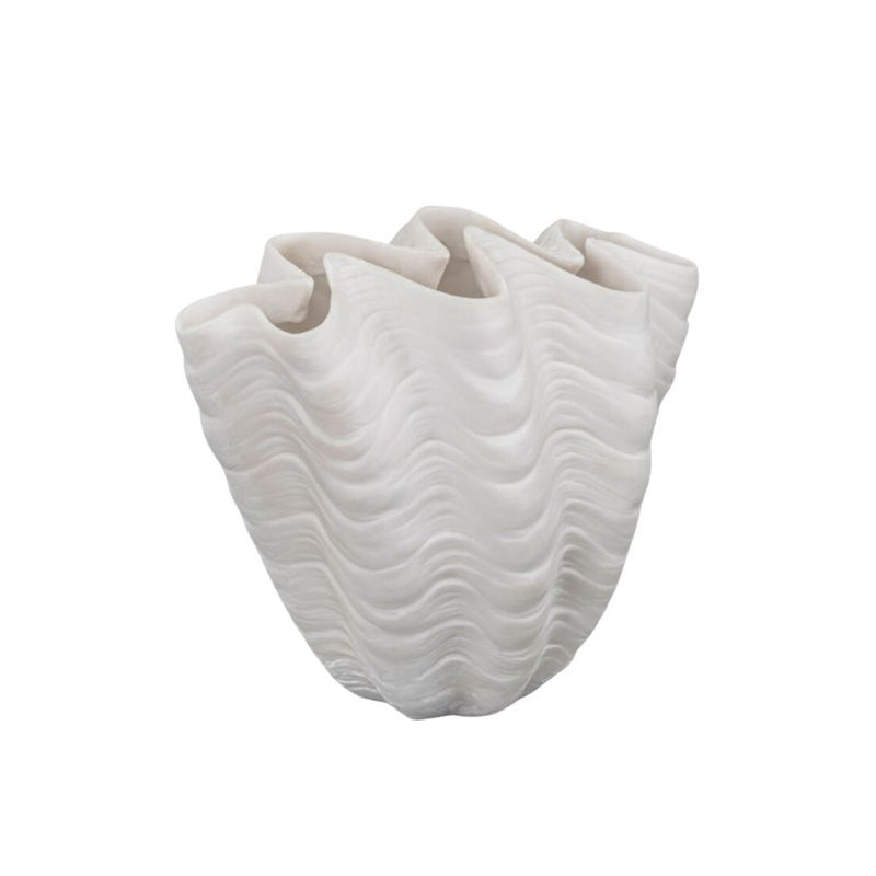 Stone Resin Shell Vase in Off-white | Small