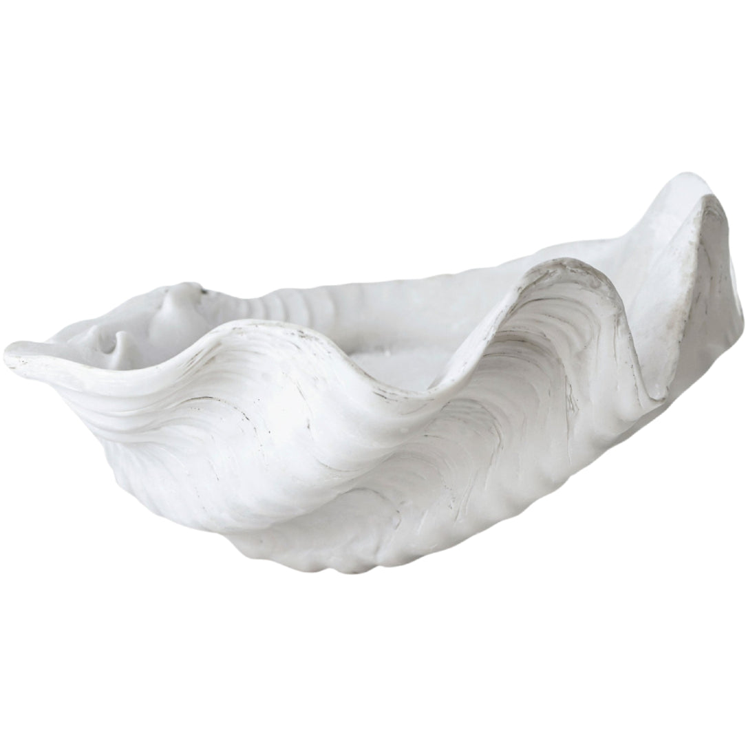 Fake Shell Display Faux Shell in White – Large Coastal Decor Accent | Amiramour