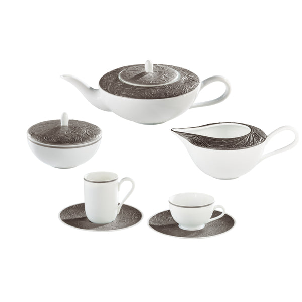 Tea/Coffee Set of 15 Pieces - 'Italian Renaissance' Platinum
