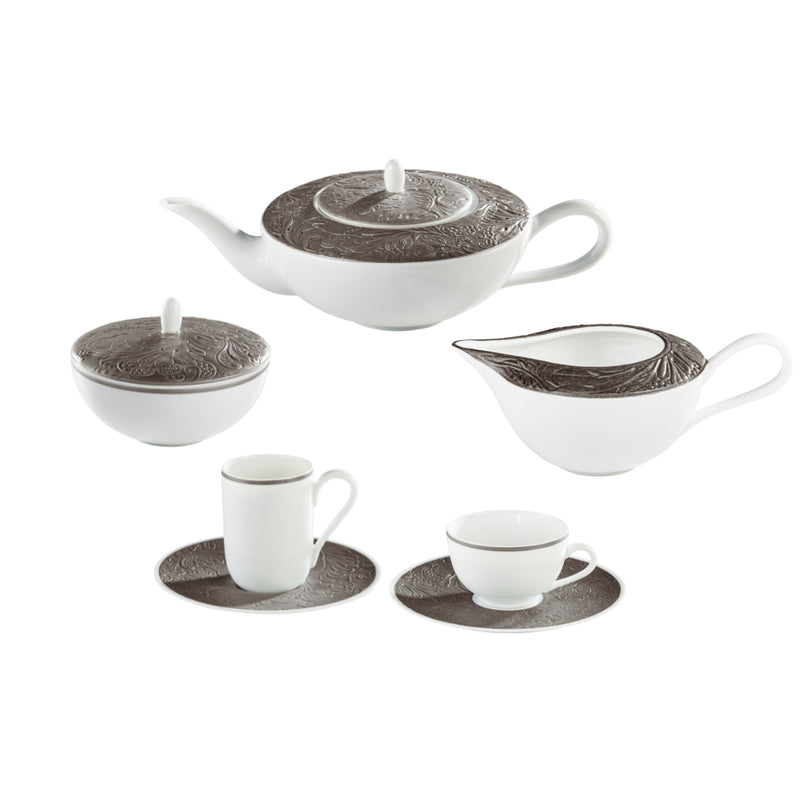 Tea/Coffee Set of 15 Pieces - 'Italian Renaissance' Platinum