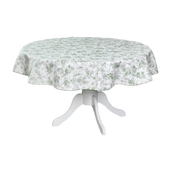 'Toile de Jouy Green' round cotton tablecloth by Roseberry Home