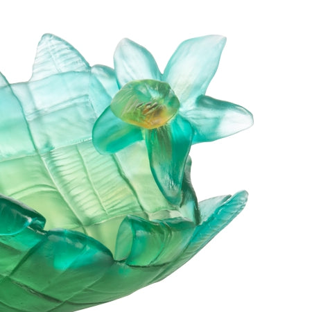 'Tressage' Crystal Bowl in Green by Daum | Medium