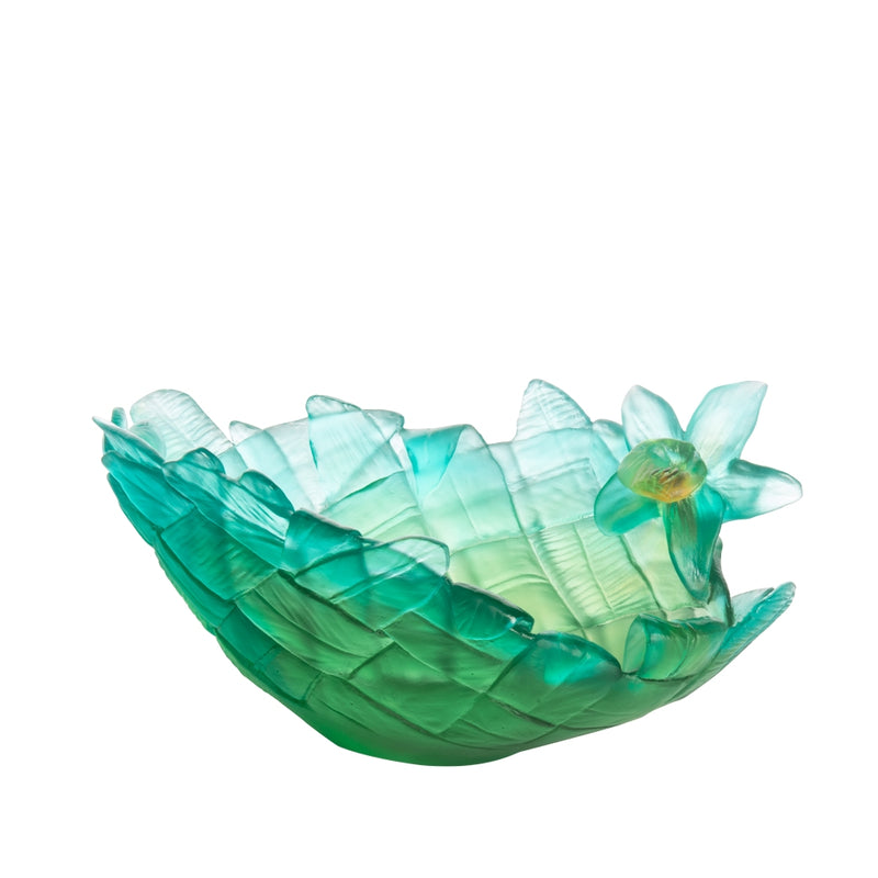 'Tressage' Crystal Bowl in Green by Daum | Medium