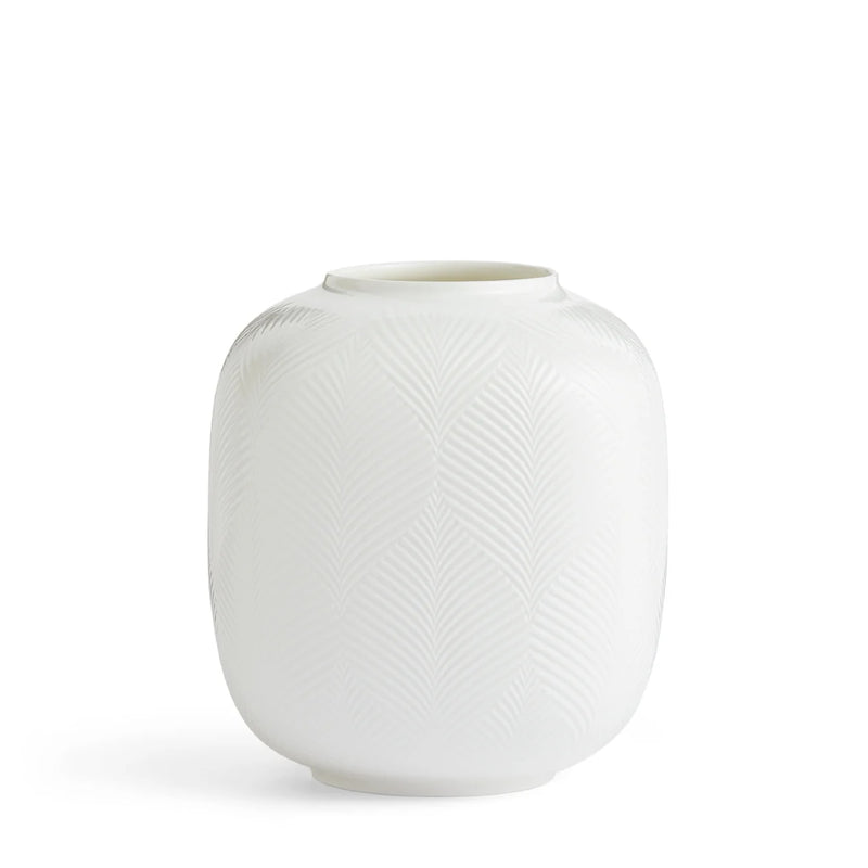 Folia Round Vase 21cm in Fine Bone China by Wedgwood in White in a Gift Box