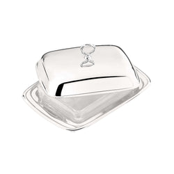 'Villa Pisani' Rectangular Silver Plated Butter Dish With Crystal by Greggio