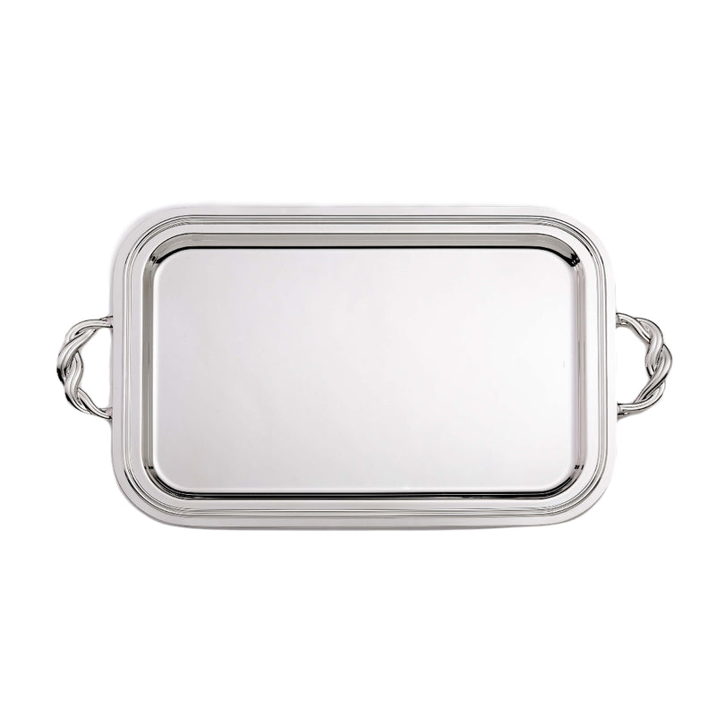'Villa Pisani' Silver Plated Rectangular Tray With Handles by Greggio