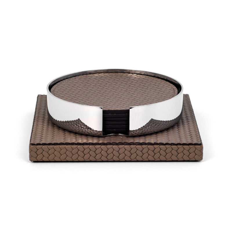 Woven_Leather_Coaster_Set_of_Six_with_Holder_by_Pinetti_in_Bronze_Brown