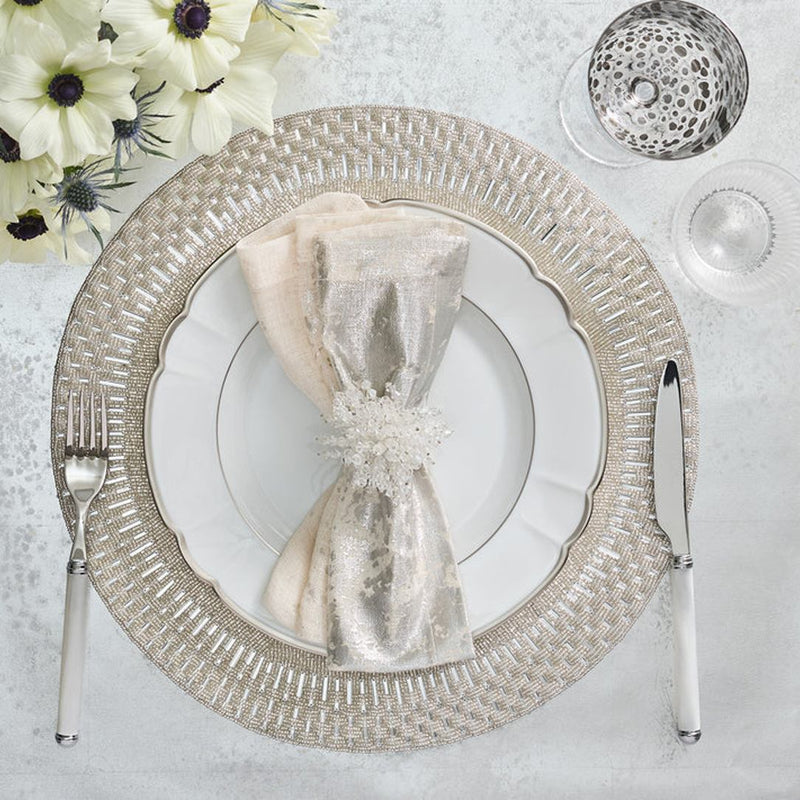 Palisade Placemat in Silver and Crystal by Kim Seybert -  Set of 4