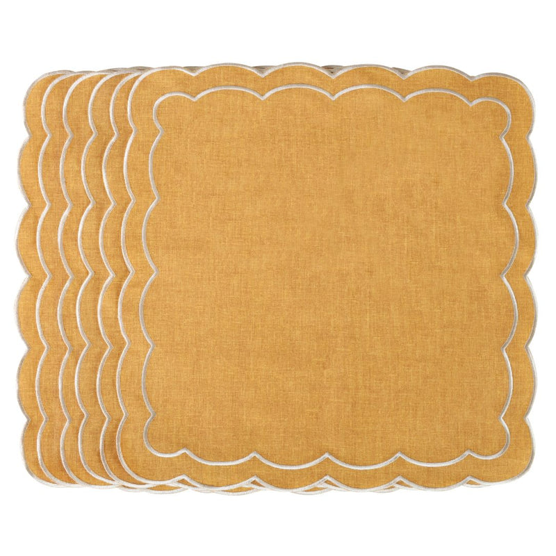 'Yellow Petali’ Embroidered Napkins by Roseberry Home | Set of 6