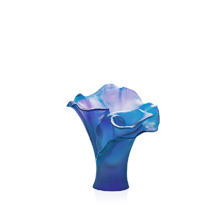 'Arum Bleu Nuit' Crystal Vase in Blue by Daum | Small
