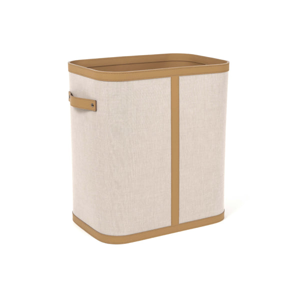 'Penelope' Tall Rectangular Storage Basket, Vegan Leather in Taupe by Pinetti