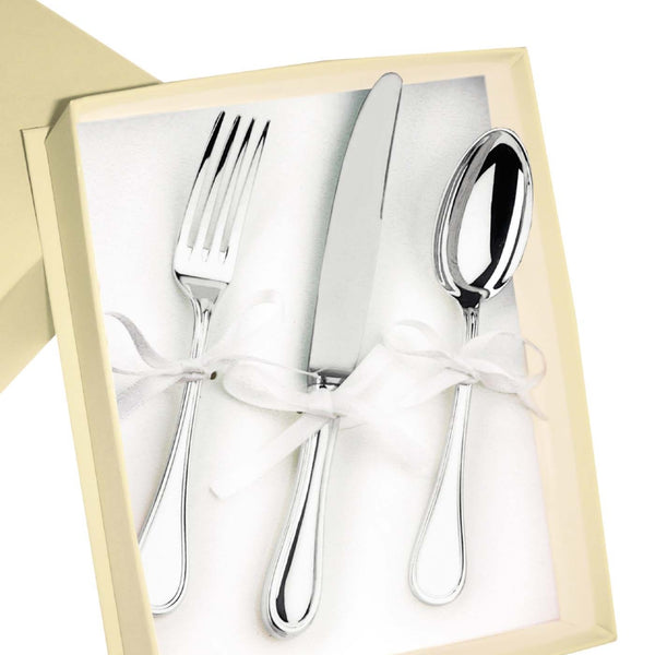Personalized Silver Plated Baby Cutlery Set by Greggio